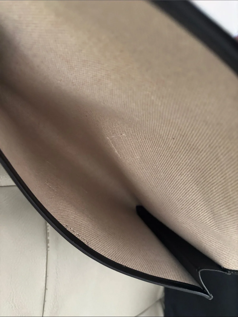 Hermes Black Leather Clutch with White Contrast Stitching